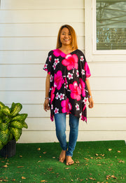 Pink Hibiscus Bliss Kaftan Blouse Tunic