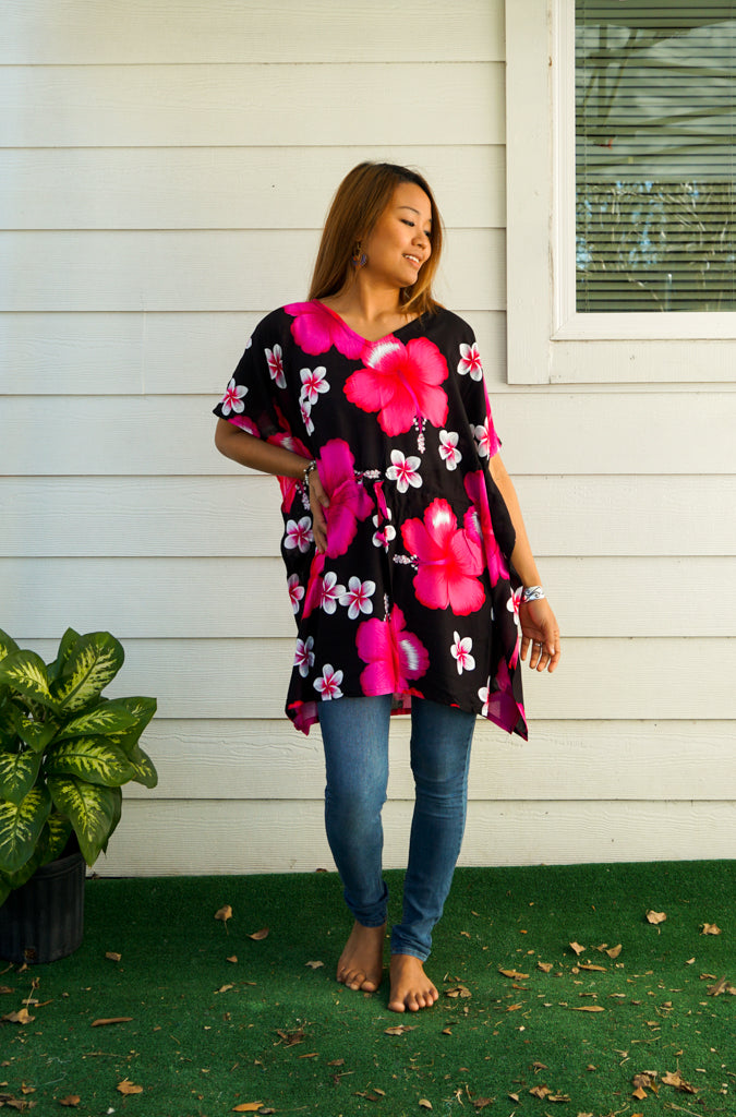 Pink Hibiscus Bliss Kaftan Blouse Tunic