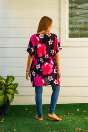 Pink Hibiscus Bliss Kaftan Blouse Tunic