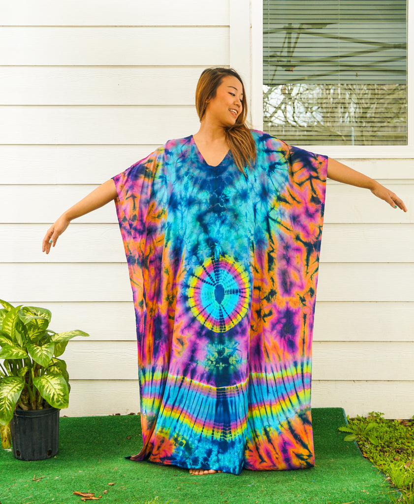 P6077- Hand Dyed Kaftan Poncho Dress