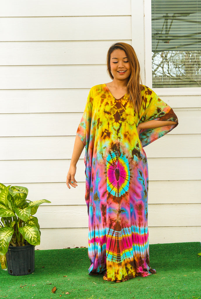 P6093- Hand Dyed Kaftan Poncho Dress