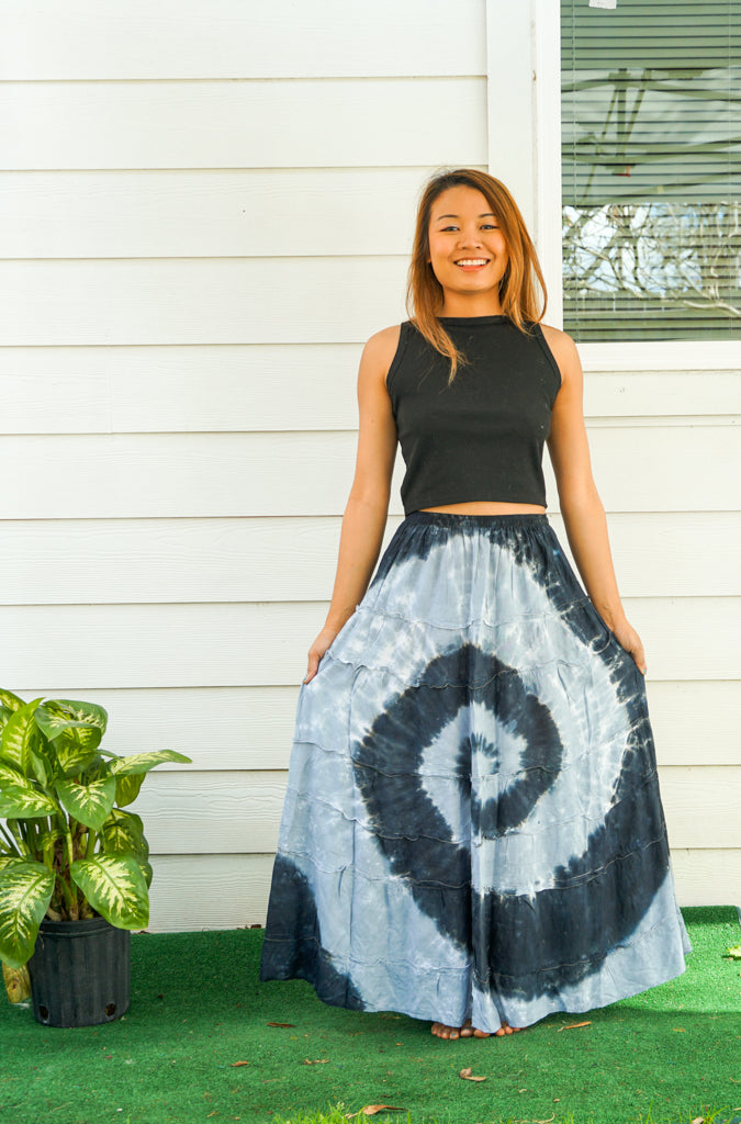 Hand Dyed Tiered Maxi Hippie Skirt