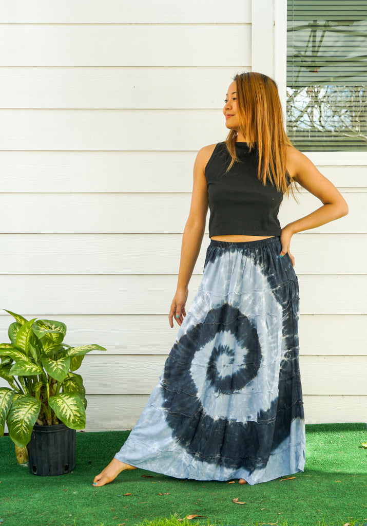 Hand Dyed Tiered Maxi Hippie Skirt