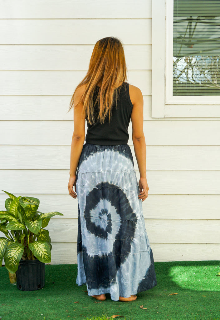 Hand Dyed Tiered Maxi Hippie Skirt