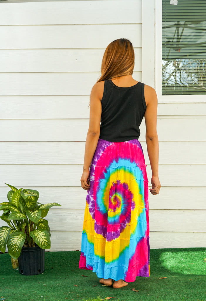 Hand Dyed Tiered Maxi Hippie Skirt