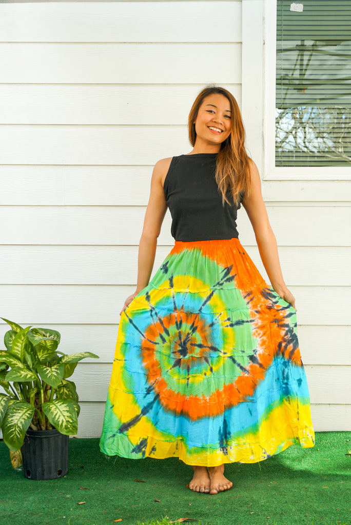 Hand Dyed Tiered Maxi Hippie Skirt