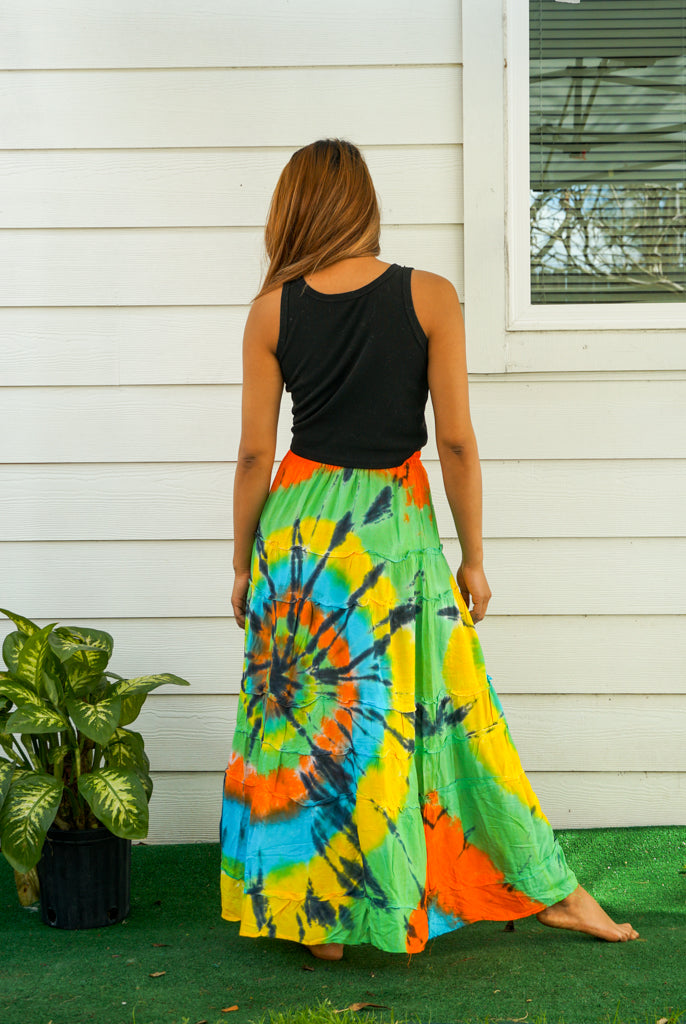 Hand Dyed Tiered Maxi Hippie Skirt