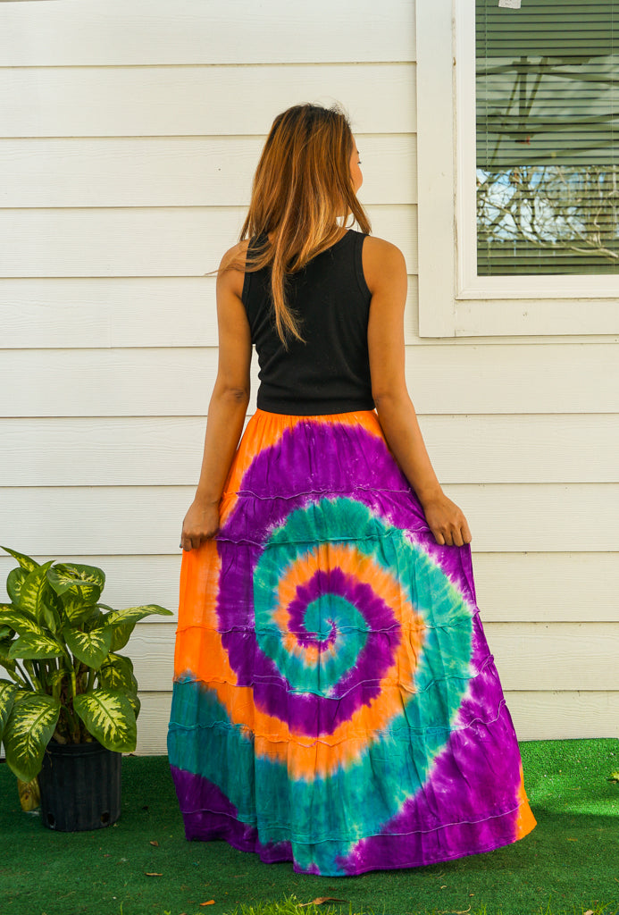 Hand Dyed Tiered Maxi Hippie Skirt