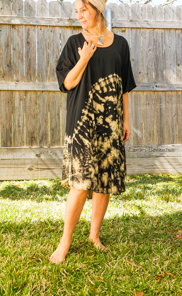 Black Hand Dyed Hippie Dress