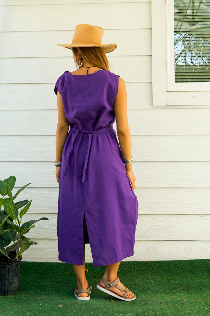 Purple Organic Cotton Wrap Dress
