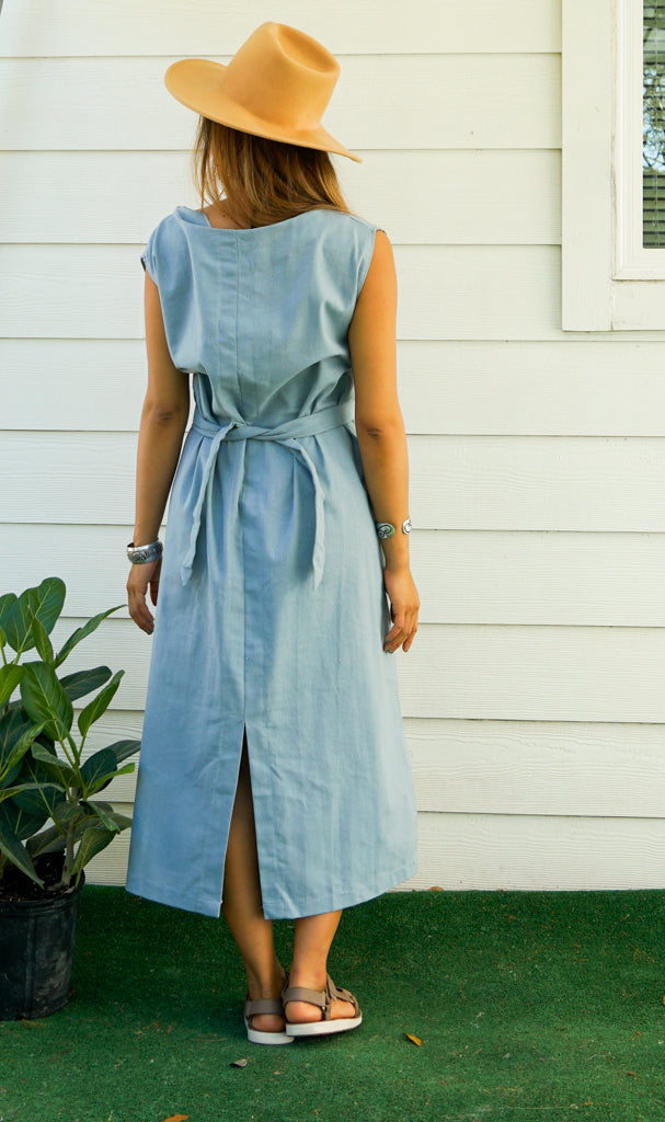 Sky Blue Organic Cotton Wrap Dress