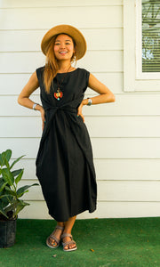 Black Organic Cotton Wrap Dress