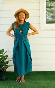 Teal Organic Cotton Wrap Dress