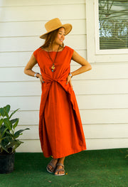 Rust Organic Cotton Wrap Dress