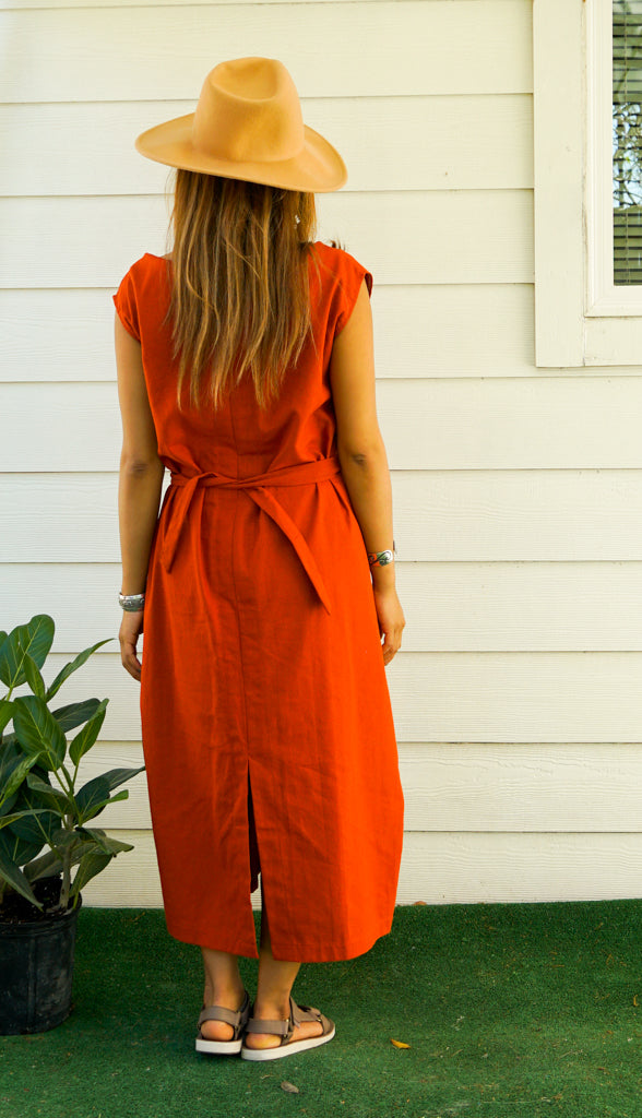 Rust Organic Cotton Wrap Dress