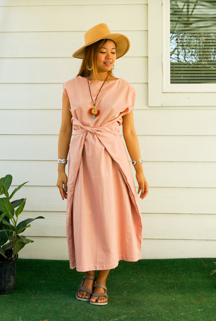 Peach Organic Cotton Wrap Dress