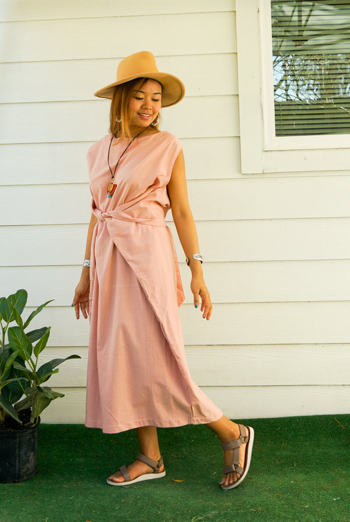 Peach Organic Cotton Wrap Dress