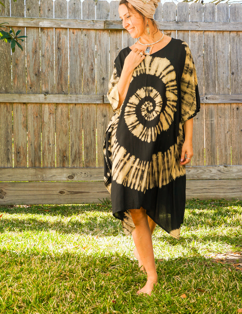 Black Swirl Tie Dye Kaftan