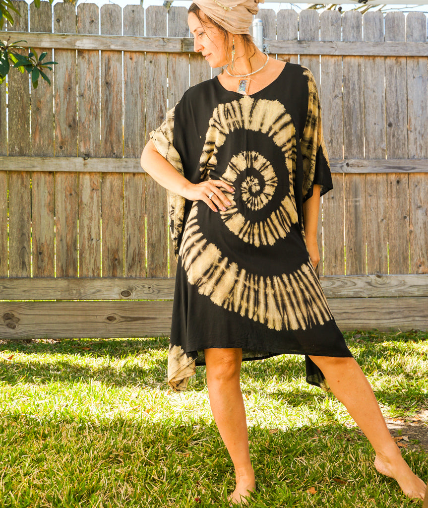 Black Swirl Tie Dye Kaftan