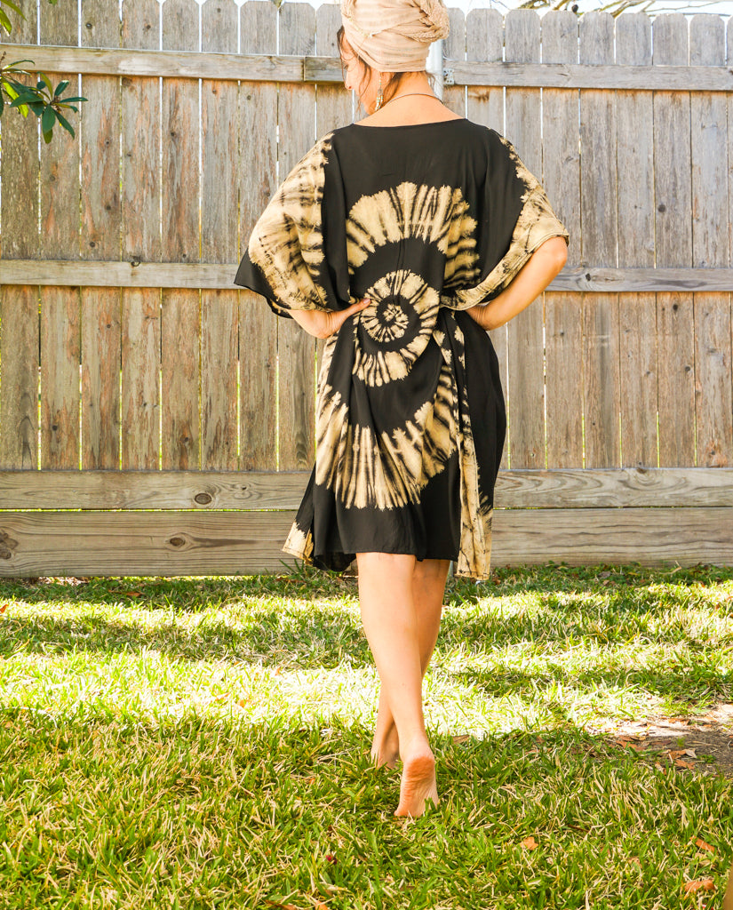 Black Swirl Tie Dye Kaftan