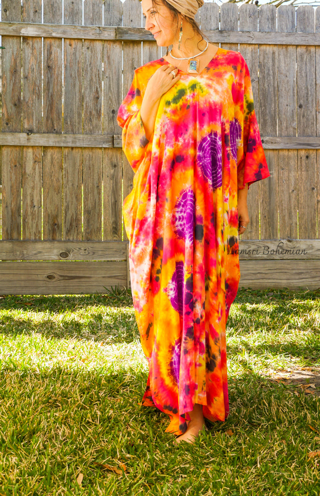 Orange Purple Tie Dye Kaftan