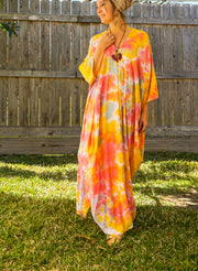 Orange Iced Tie Dye Kaftan