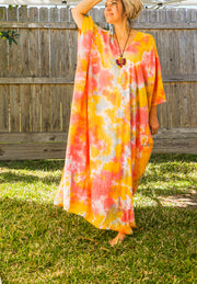 Orange Iced Tie Dye Kaftan