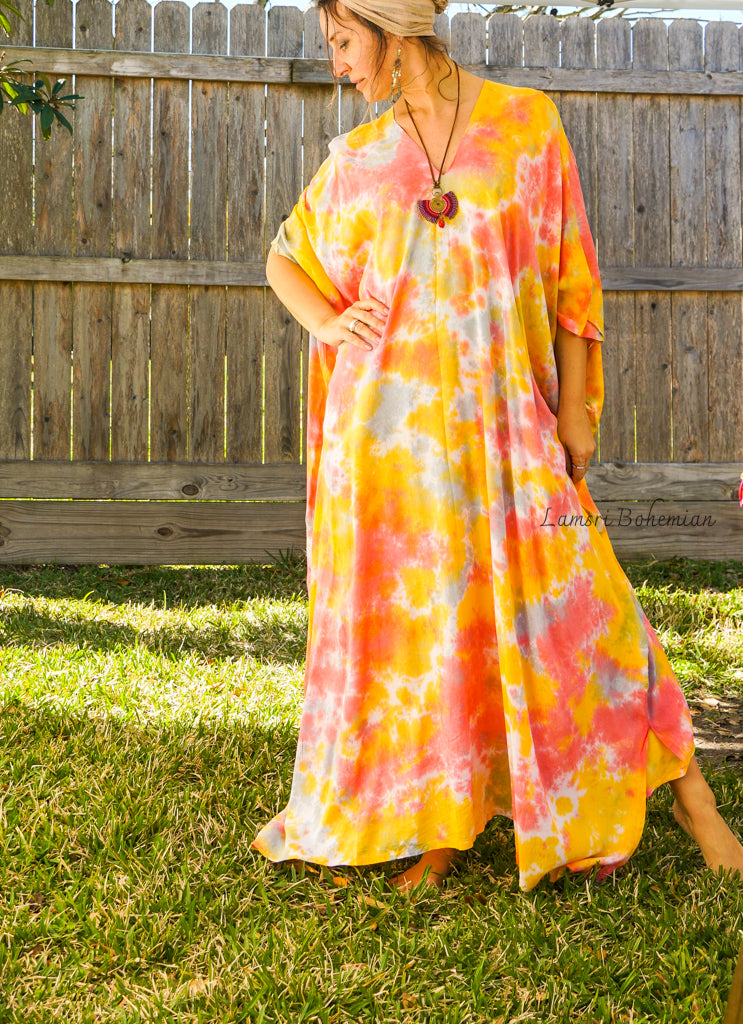 Orange Iced Tie Dye Kaftan