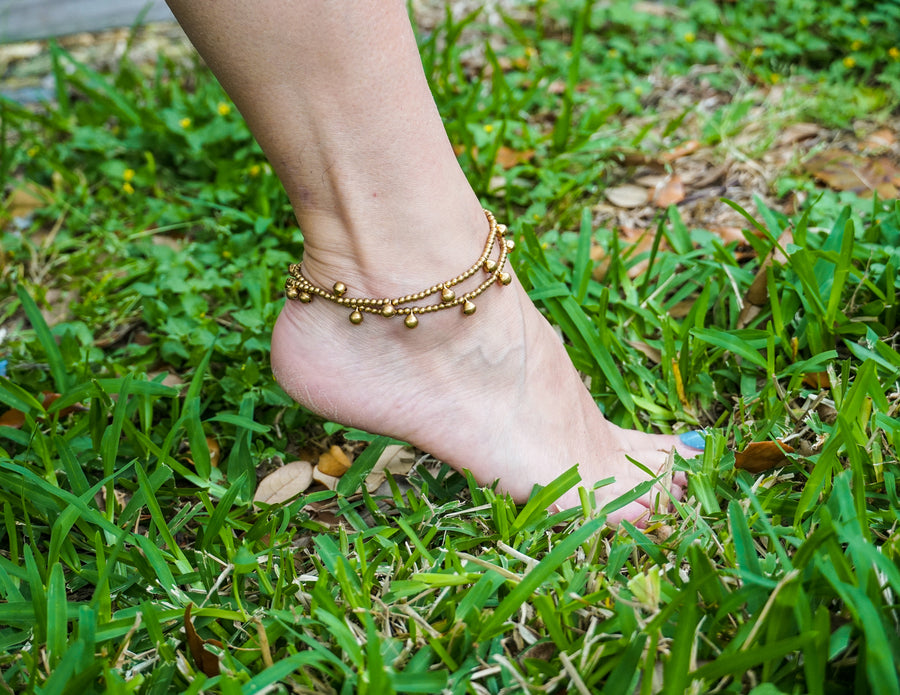 Golden Bell Brass Boho Anklet