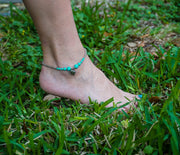 Elephant Turquoise Beaded Boho Silver Anklet