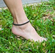 Black Onyx Boho Silver Anklet