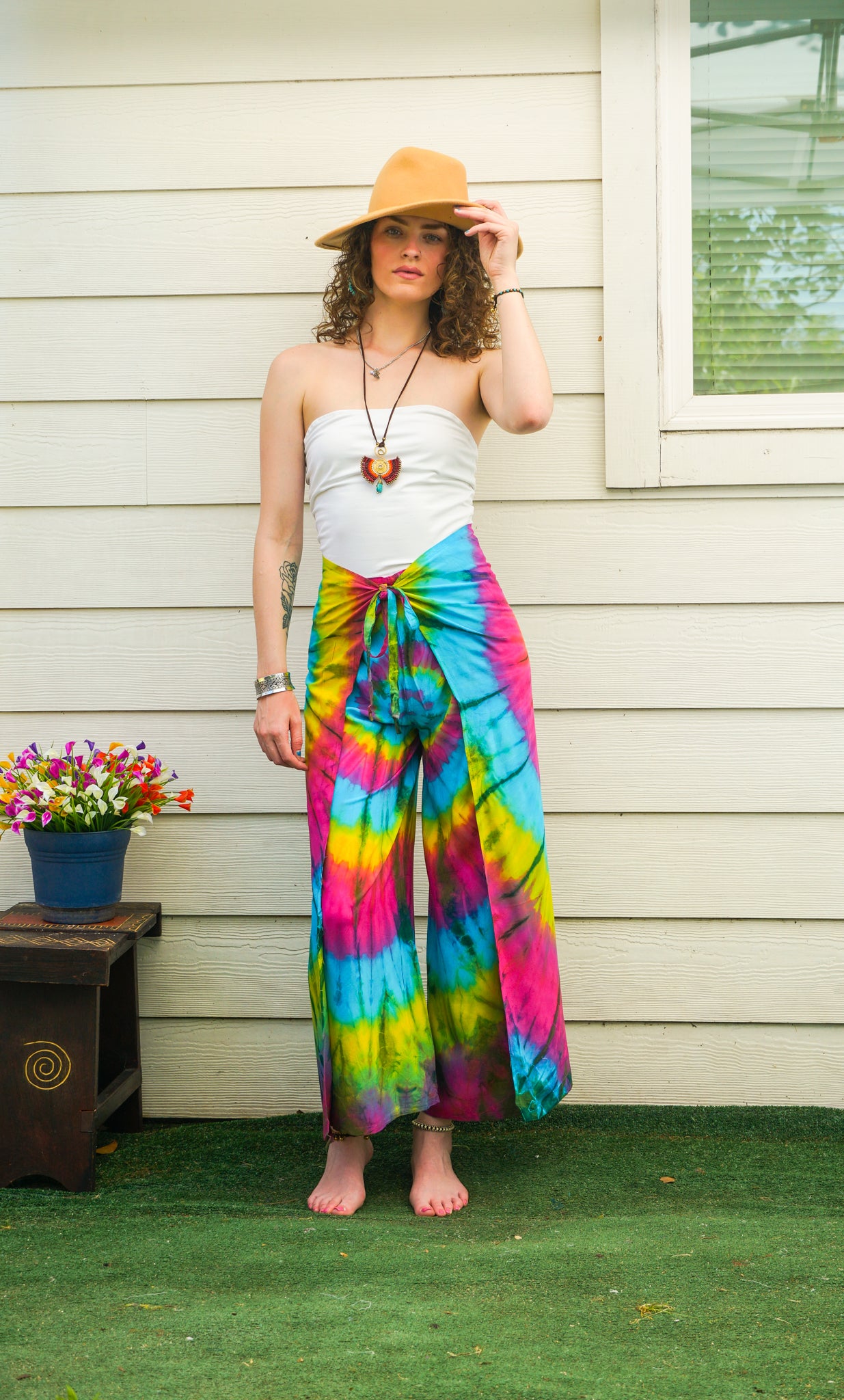 Boho Swirl Palazzo Wrap Pants