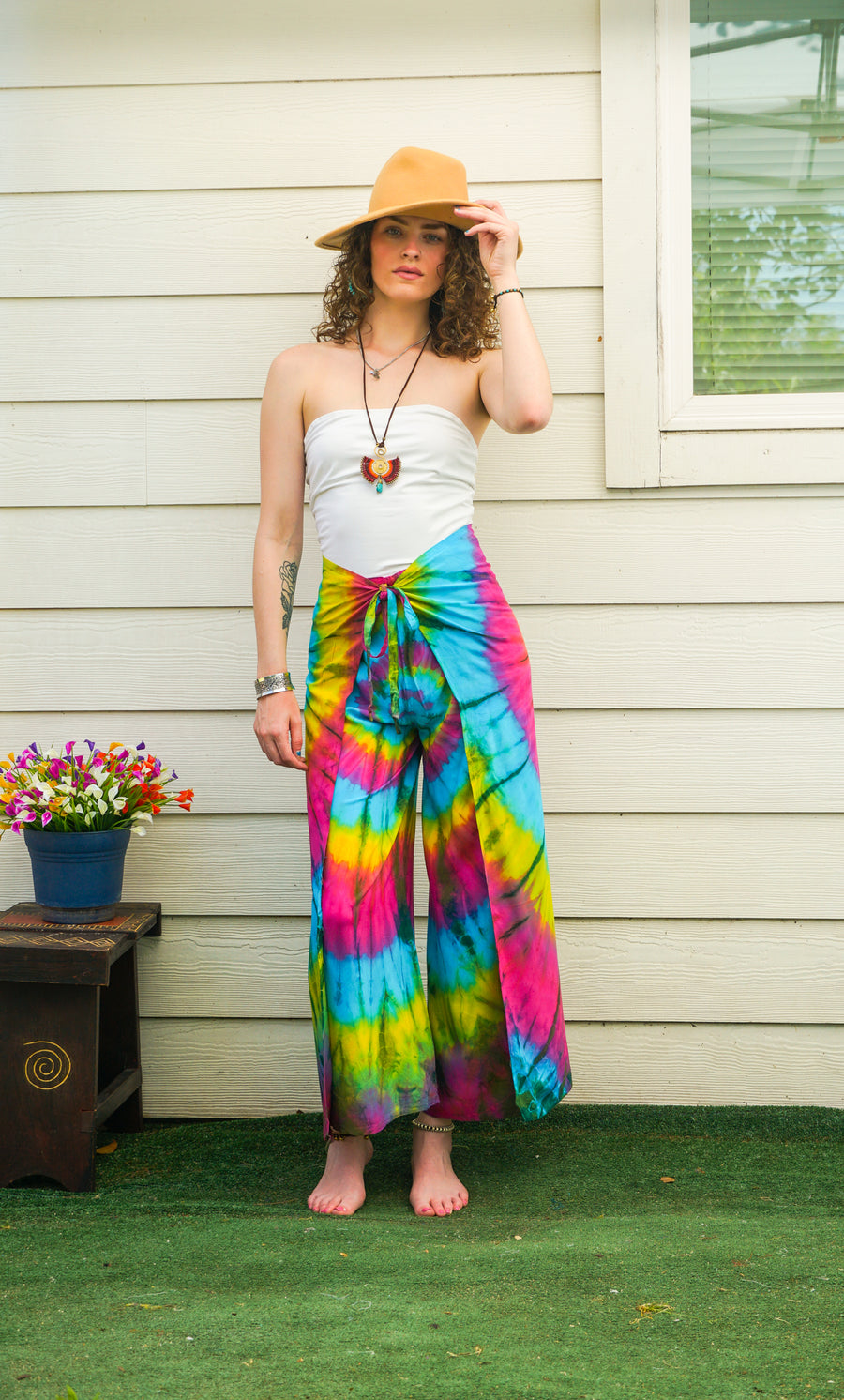 Boho Swirl Palazzo Wrap Pants