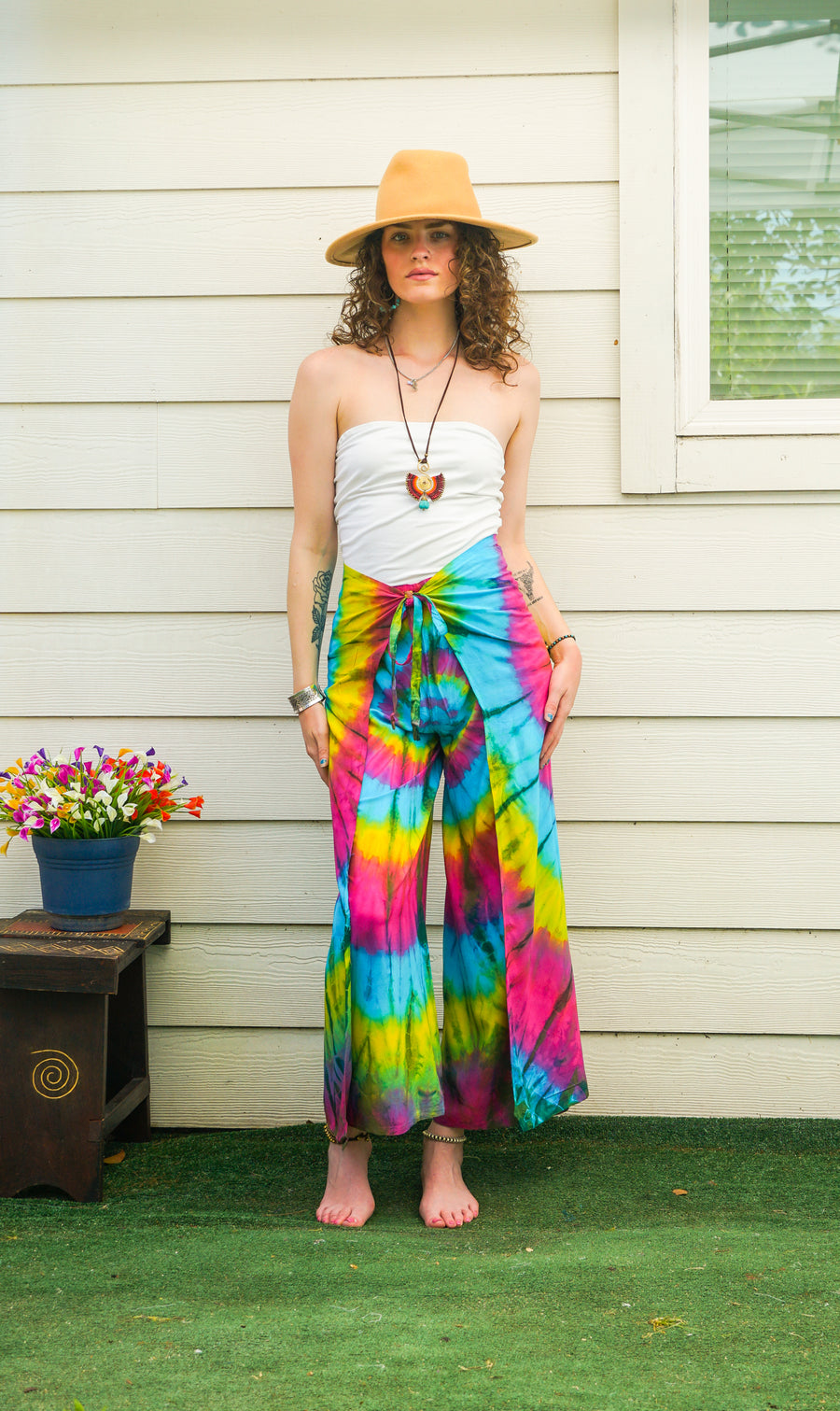 Boho Swirl Palazzo Wrap Pants