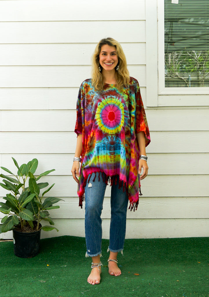 B7648- Hand Dyed Tunic Boho Kaftan Blouse Hippie Oversize Tops