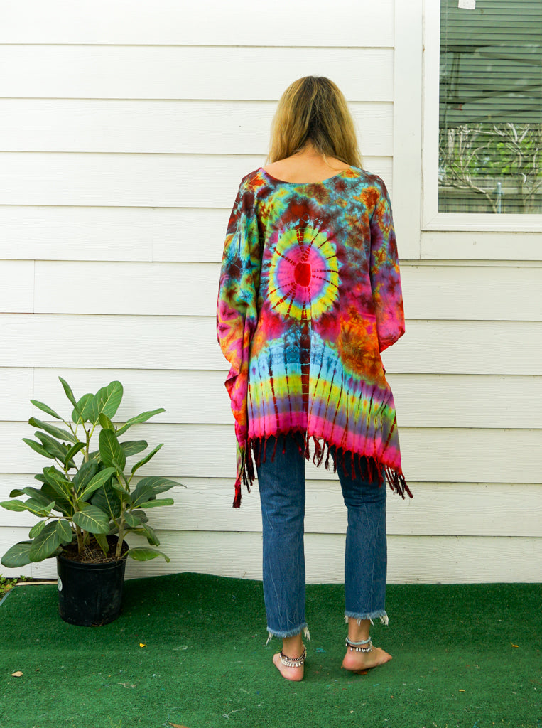 B7648- Hand Dyed Tunic Boho Kaftan Blouse Hippie Oversize Tops