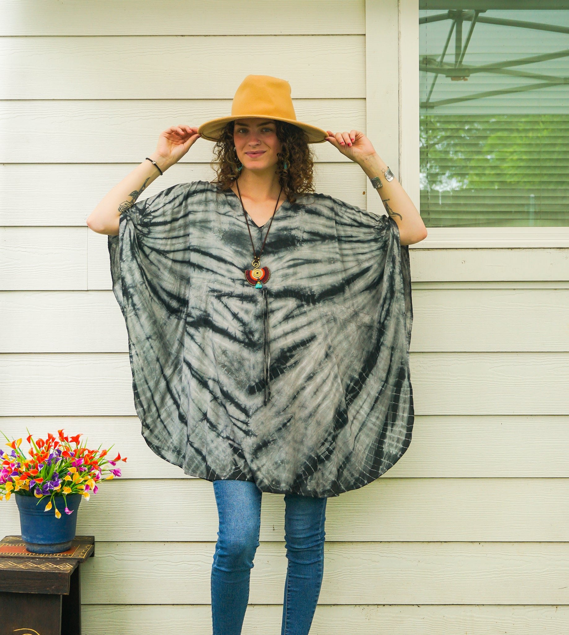 Mooncloud Hand Dyed Tunic Boho Kaftan Blouse