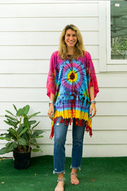 B7657- Hand Dyed Tunic Boho Kaftan Blouse Hippie Oversize Tops