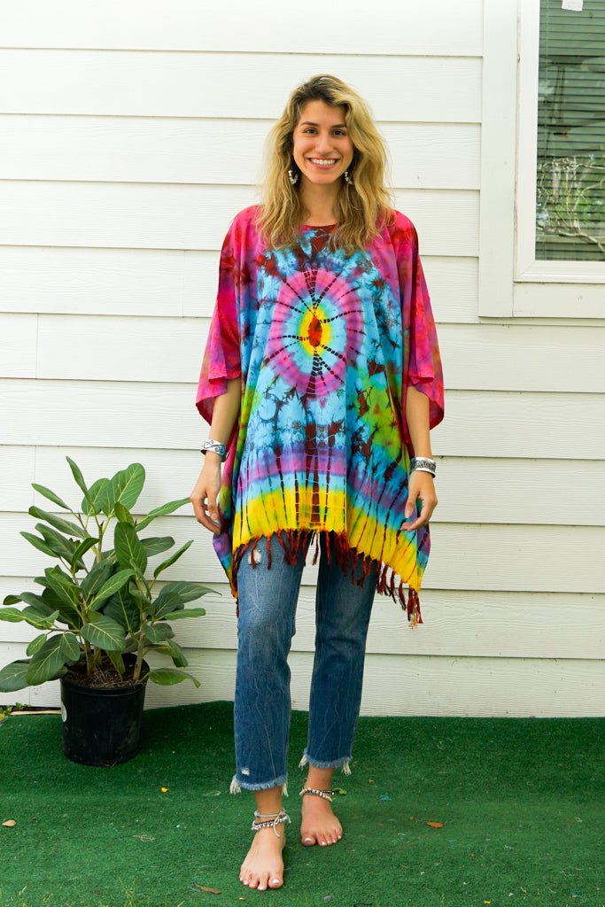 B7662- Hand Dyed Tunic Boho Kaftan Blouse Hippie Oversize Tops