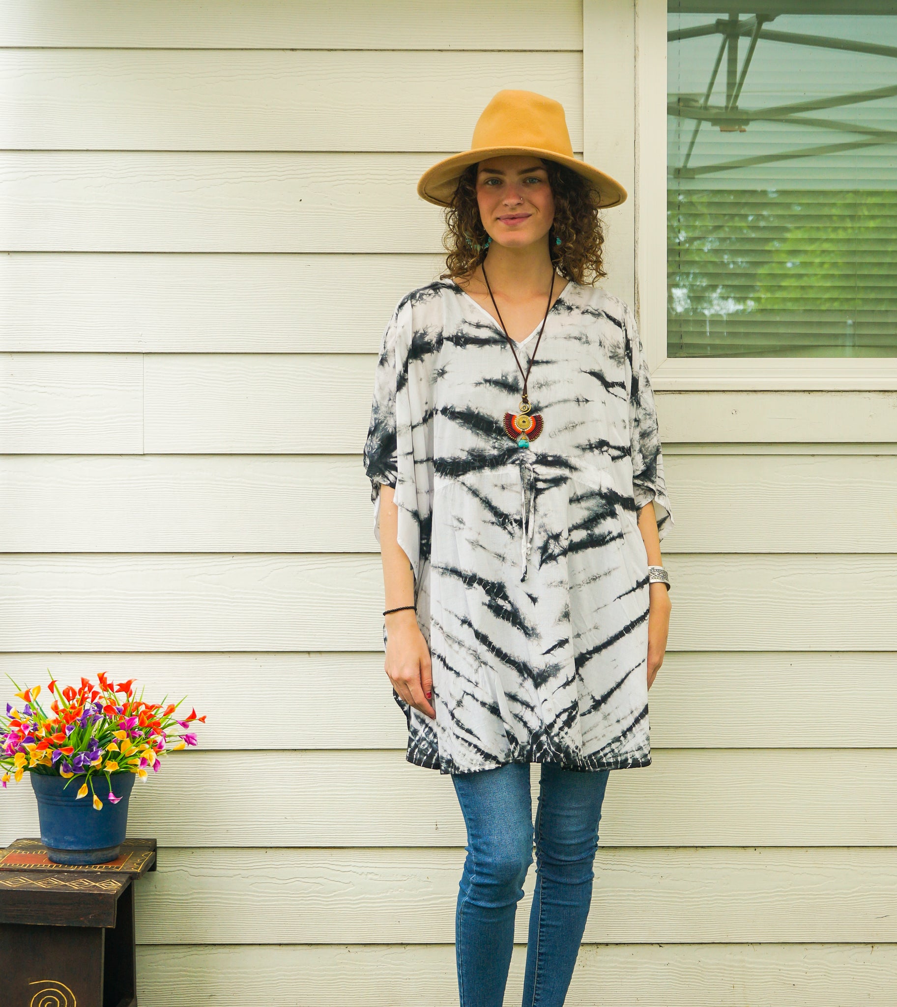Luna Sky Hand Dyed Tunic Boho Kaftan Blouse