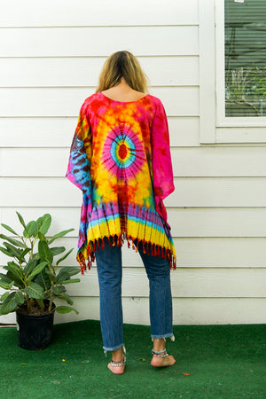 B7665- Hand Dyed Tunic Boho Kaftan Blouse Hippie Oversize Tops