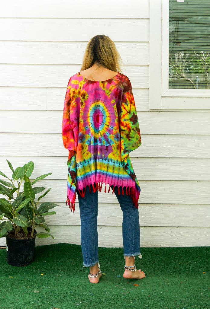 B7668- Hand Dyed Tunic Boho Kaftan Blouse Hippie Oversize Tops