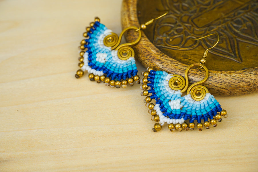 E7683- Micro Macrame Boho Earrings, Handmade Earrings, Hippie Earrings