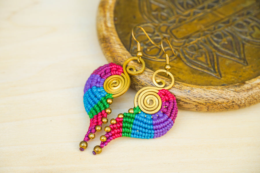 E7701- Micro Macrame Boho Earrings, Handmade Earrings, Hippie Earrings