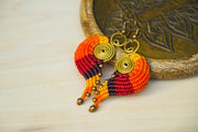 E7709- Micro Macrame Boho Earrings, Handmade Earrings, Hippie Earrings