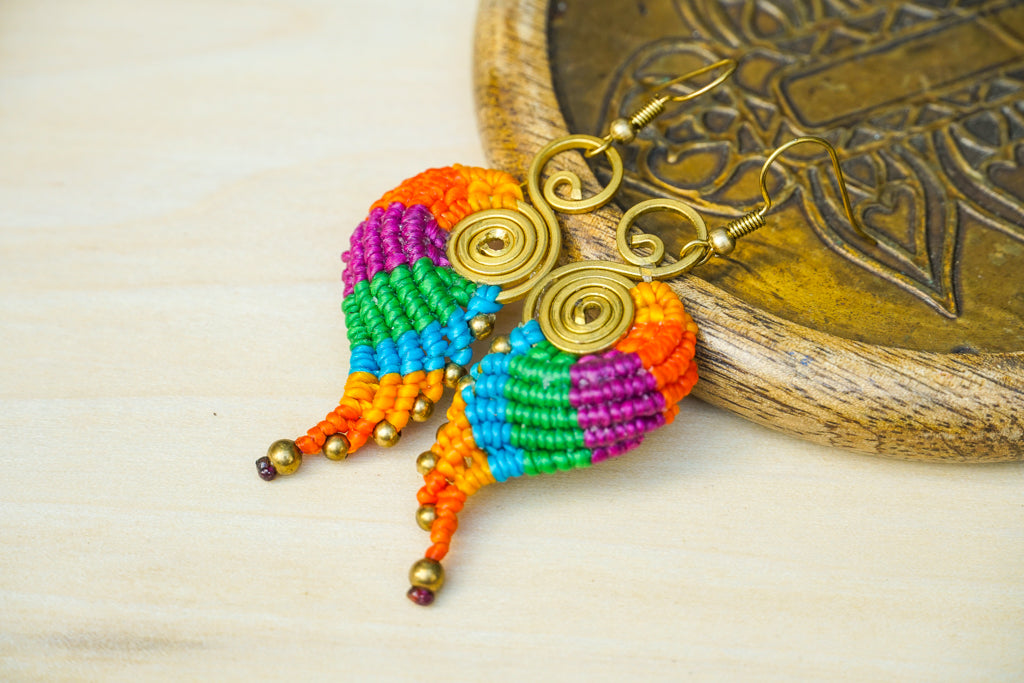 F7713- Micro Macrame Boho Earrings, Handmade Earrings, Hippie Earrings