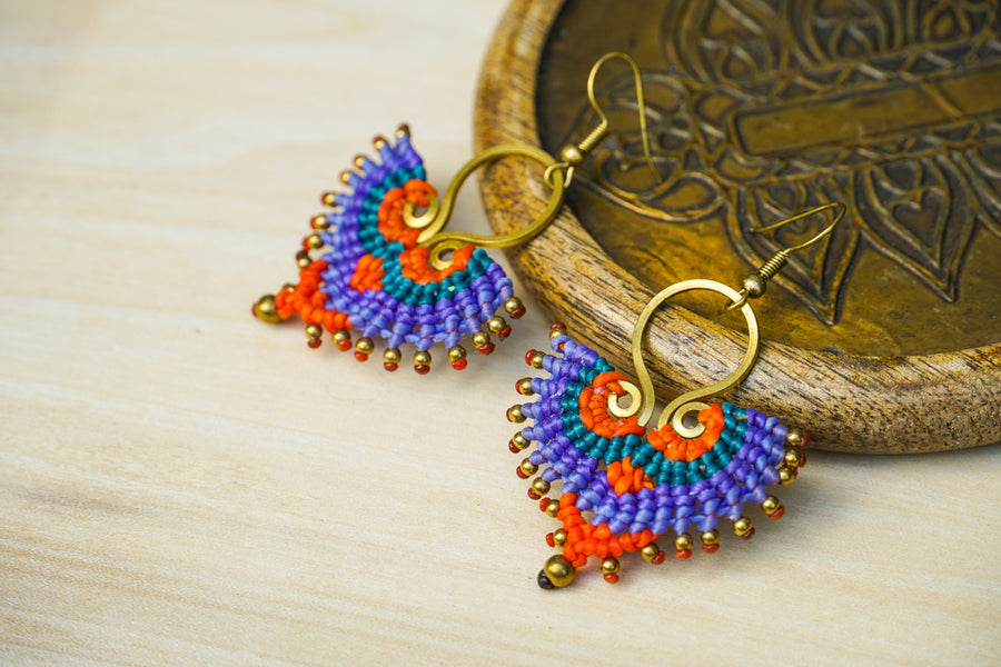 Mystic Mandala Micro Macrame Boho Earrings