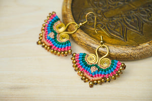 E7730- Micro Macrame Boho Earrings, Handmade Earrings, Hippie Earrings