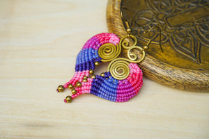 E7760- Micro Macrame Boho Earrings, Handmade Earrings, Hippie Earrings