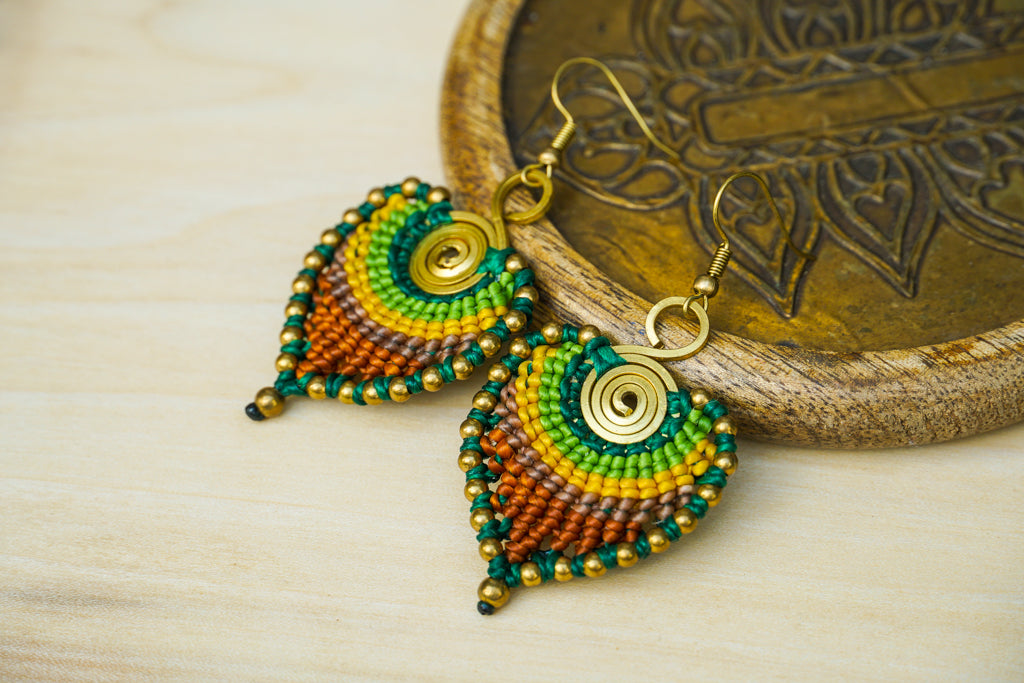 E7793- Micro Macrame Boho Earrings, Handmade Earrings, Hippie Earrings